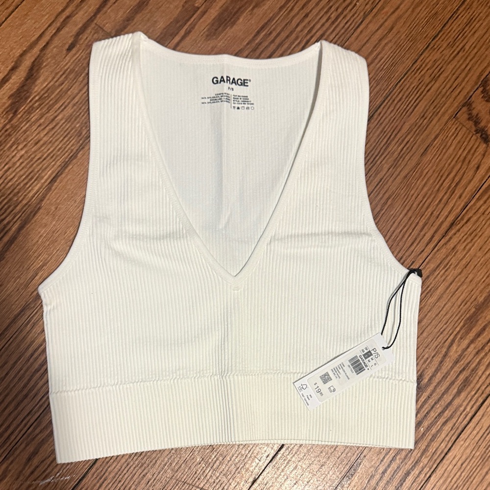 Garage Women's White Ribbed Crop Top
